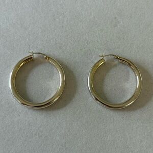 FAS 925 Sterling Silver Chunky Medium Hoop Earrings 1.25”
